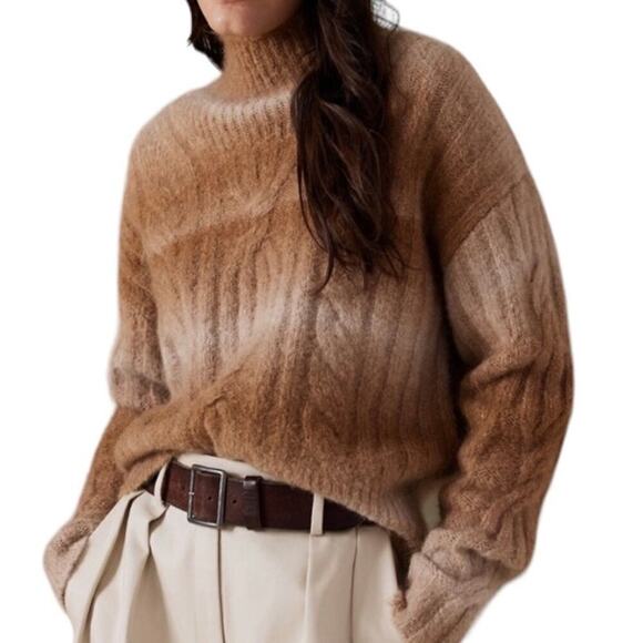 NWT Banana Republic Alpaca Spacedye Cable-knit Sweater Large - Picture 1 of 12
